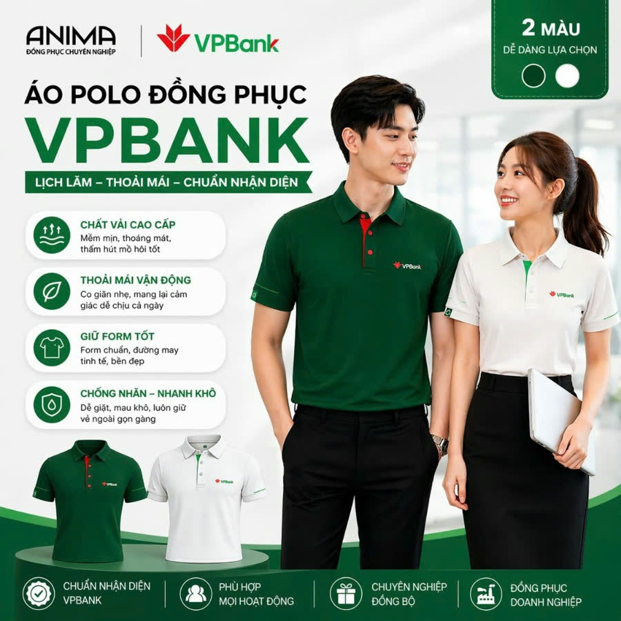 VPBank — Polo hai màu — mẫu thiết kế đồng phục ngân hàng ANIMA