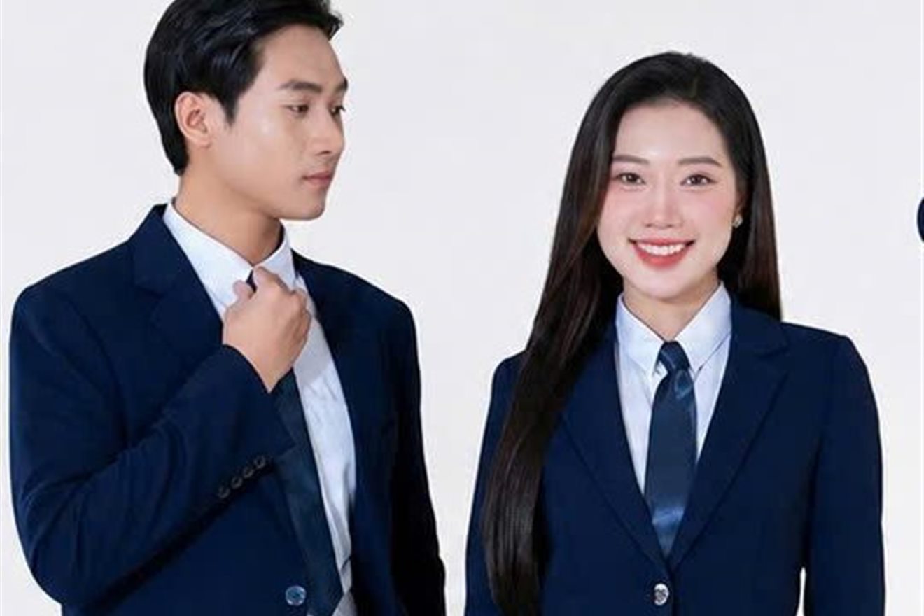 vải may đồng phục công sở — vest navy ANIMA